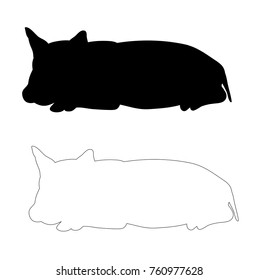 silhouette pig, sketch isolated, vector