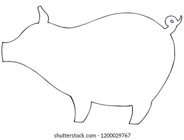 Silhouette of a pig. Vector drawing of a pig
