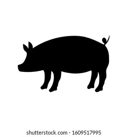Silhouette of pig vector icon in flat style on white background.