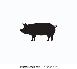 Silhouette Pig Vector Icon. Pig vector icon on white background.