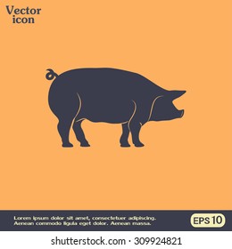  Silhouette of pig Vector illustration