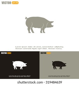 Silhouette of pig Vector illustration