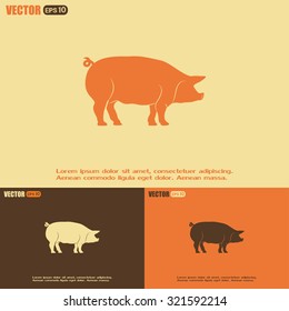 Silhouette of pig Vector illustration
