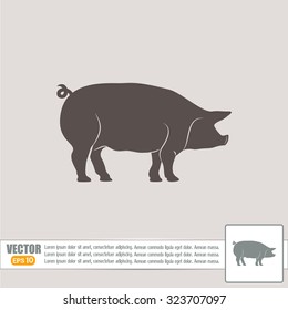 Silhouette of pig Vector illustration