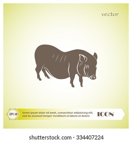 Silhouette of pig Vector illustration