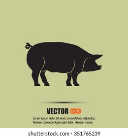 Silhouette of pig Vector illustration