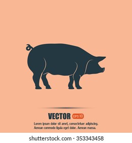 Silhouette of pig Vector illustration