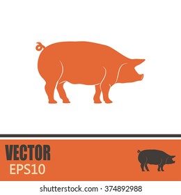 Silhouette of pig Vector illustration