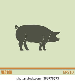 Silhouette of pig Vector illustration