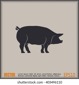 Silhouette of pig Vector illustration