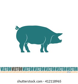 Silhouette of pig Vector illustration