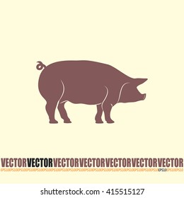 Silhouette of pig Vector illustration