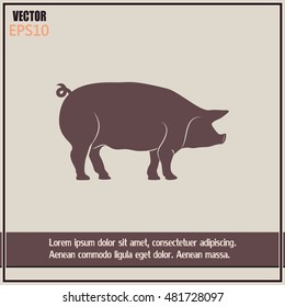 Silhouette of pig Vector illustration