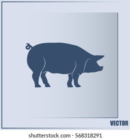 Silhouette of pig Vector illustration