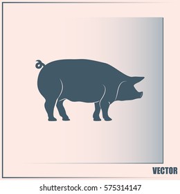 Silhouette of pig Vector illustration