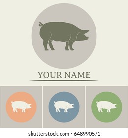 Silhouette of pig Vector illustration