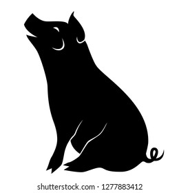 Silhouette of a pig. Vector isolated.