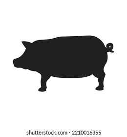 Silhouette of a pig.Black icon logo pig silhouette isolated on white background.Vector illustration