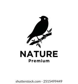 Silhueta de pomba pombo pássaro na árvore Branch para a vida selvagem Natureza Vintage Label logo design