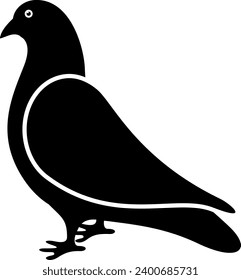 Silhouette of a pigeon, isolated background