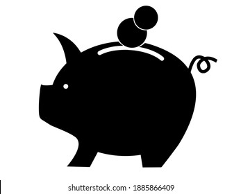 Silhouette of a piggy bank in the form of a pig. Vector image. Saving money, a concept of finance.