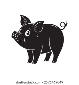 Silhouette of a piggy vector illustration.