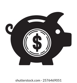 Silhouette of a piggy vector illustration.