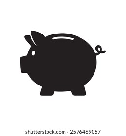 Silhouette of a piggy vector illustration.