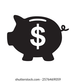 Silhouette of a piggy vector illustration.