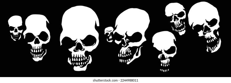 Skull’s silhouette piles of skulls human bones patterns background tattoos designs unique vector art