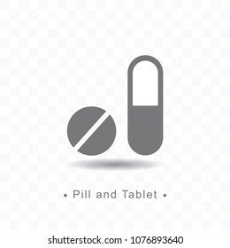 Silhouette pill and tablet icon vector illustration on transparent background.