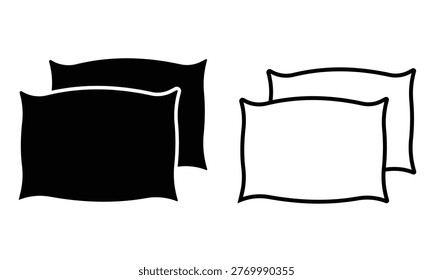 Silhouette of pillow vector. Pillow icon vector. Outline icon of pillow sign and symbol. Vector illustration.