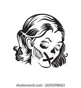 silhouette of pin up girl white background