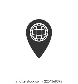 Silhouette Pin-Kugel, Vektorsymbol auf weißem Hintergrund. Symbol für Webdesign, Apps, Aufkleber, Markt, Banner, Poster, Druckausgabe und Teil des Logos