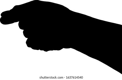 Silhouette of a pinching hand posture. Vector illustration. 