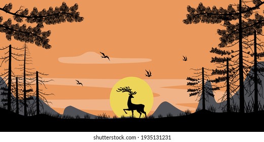 Download Deer Tree Silhouette High Res Stock Images Shutterstock