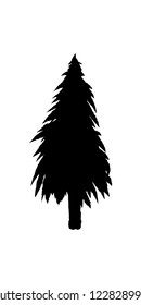 Silhouette of pine tree. Hand made.