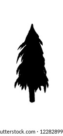 Silhouette of pine tree. Hand made.