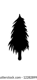 Silhouette of pine tree. Hand made.