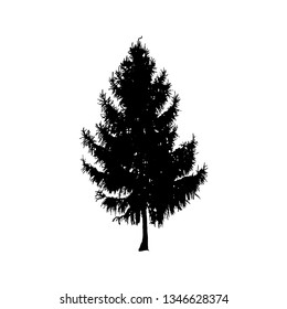 Silhouette of pine tree. Hand made.