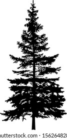 Silhouette of pine tree. Hand made.