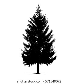 Silhouette of pine tree. Hand made.