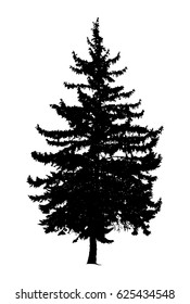 Silhouette of pine tree. Hand made.
