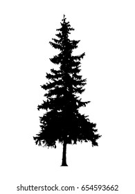 Silhouette of pine tree. Hand made.