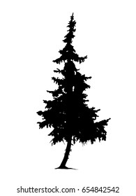 Silhouette of pine tree. Hand made.
