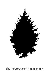 Silhouette of pine tree. Hand made.