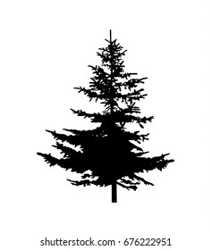 Silhouette of pine tree. Hand made.