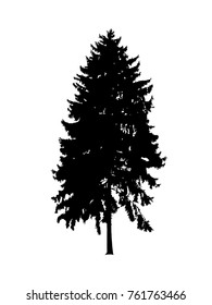 Silhouette of pine tree. Hand made.
