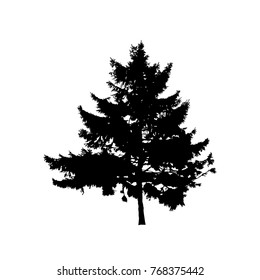 Silhouette of pine tree. Hand made.