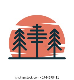 silhouette of pine tree landscape logo design	
